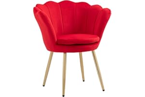 IL GRUPPONE PASSIONE CASA Poltrona Conchiglia Camera da Letto in Velluto Design Moderno, Sedia Classica con Gambe in Metallo Placcato Oro - Poltroncina per Salotto con Seduta Morbida Imbottita Modello Maddina - Ciliegia