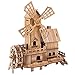 Price comparison product image 3D House Jigsaw Puzzle Model for Kids DIY Wooden Windmill Assembled Toys Bamboo Construction Toy Building Blocks