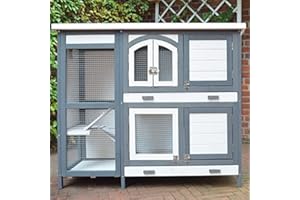 BB Loisir Cage Clapier Extérieur pour Lapins 122x42,5x104 cm Modèle- Miette 081 Gris-Blanc, L 122.00 x l 42.00 x H 104.00 cm