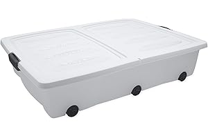 ‎SPETEBO Spetebo Unterbettkommode mit Rollen - 80 x 60 x 17 cm / 60 Liter - Farbe: weiß - Aufbewahrungsbox Betten Box