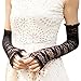Produktbild Damen Elegante Burlesque Opera Uv-Bademantel lang, mit Spitze, für die Braut/Hochzeit Autofahrerhandschuhe Ärmeln Gr. Medium, Schwarz - Black(Fingerless)