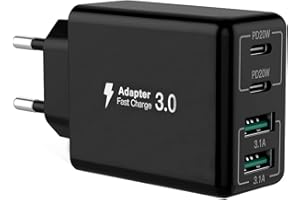 SCCVEE Ładowarka USB C, 40 W, 4 porty USB C, blok szybkiego ładowania, Dual Port PD+QC, ładowarka Multiport typu C, kompatybilna z iPhone 11/12/13/14/15/Pro Max/XS/XR/8/7/Samsung telefon/tabletem