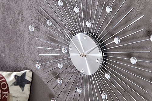 Extravagante Wanduhr SUNBURST mit Kristallen 50cm Uhr Uhren Küchenuhr - 6