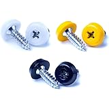 BEK-FIX Number Plate Oversized Screws Plastic Top 2x White 2x Black 2x Yellow