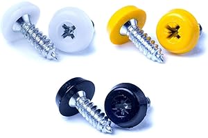 BEK-FIX® Number Plate Oversized Screws Plastic Top 2x White 2x Black 2x Yellow