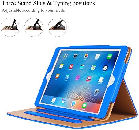 iPad NEW Pro 9.7 Case - Leather Stand Folio Case Cover for Apple iPad Pro 9.7 Inch Case 2017, with Multiple Viewing Angles, Document Card Pocket (Blue)