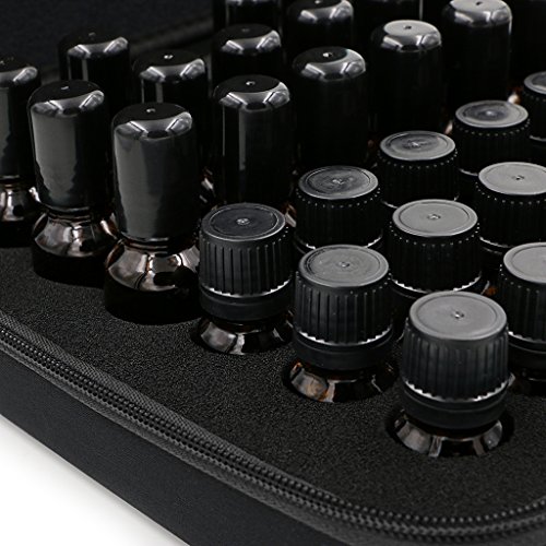 btsky 42 Flaschen Langlebig und wasserdicht Hard Shell EVA-ätherischen Ölen Griff Tragetasche Nagellack-Aufbewahrungsbox Schaumstoffeinlage Organizer schwarz - 5