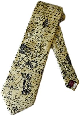 Mens Leonardo da Vinci Drawings Necktie - Beige - One Size Neck Tie
