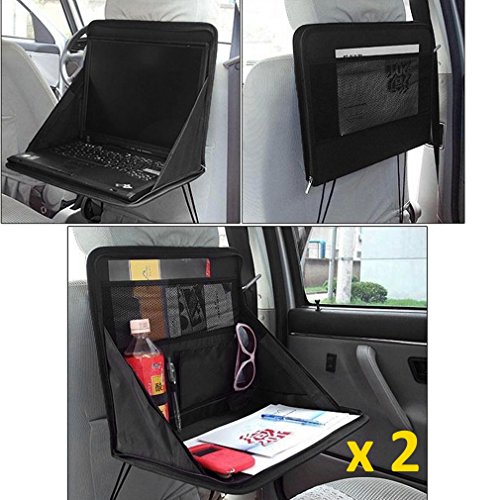 Kabalo Folding Car Seat Back Storage Tidy Organizer DVD Laptop Holder Work Tray Hold Travel - Double Pack
