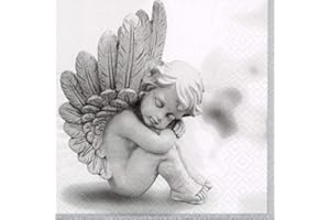 SERVIETTEN WEIHNACHTEN Lot de 20 serviettes de table Motif ange Tr?umender en blanc | Noël | Décoration de table 33 x 33 cm