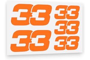 PIGGYSTICKERS Max Verstappen 33 F1 Formula 1 - Pegatinas de vinilo (2 x 80 mm, 3 x 50 mm), color naranja fluorescente