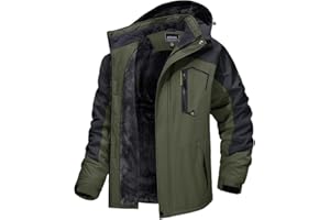 MAGCOMSEN Chaqueta Impermeable Hombres con Forro Polar para Exteriores Chaqueta Invierno Multibolsillos con Capucha
