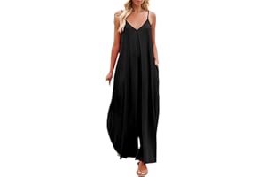 Fulidngzg Jumpsuit Donna Estiva Sportiva Morbida Curvy Jumpsuit Monospalla Elegante Salopette Gamba Larga Lunga Tuta Inter Casual Senza Maniche Tuta Intera Comode Taglie Forti