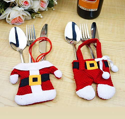 csdsotre Kerstmis bestekbak tassen 12 pc ’s Sankt-beroep Kerstmis decoratie bestek kostuum kleine broeken en kleding bestek-sets (12 stücke)