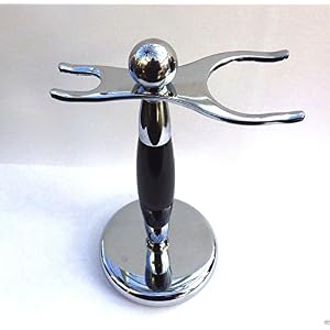 Premium Deluxe Chrome & Black Shaving Brush and Razor Stand - Image 2