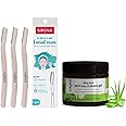 Sirona Facial Hair Removal Pack for Women | Reusable Face Razor (3 Razors) with Post Wax & Shave Aloe Vera Gel - 100gm | Eyebrow Shaper, Upper Lip, Forehead, Peach Fuzz, Chin & Sideburns