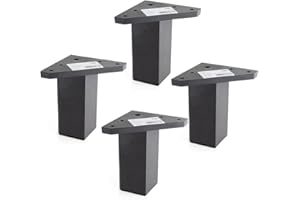 REI REUNION INDUSTRIAL SOCIEDAD LIMITADA Pack 4 Patas para Muebles con Placa de Montaje - Elevadores de Muebles - Plástico ABS - Altura: 10 cm - Color: Negro- No Incluye Tornillos - Rei