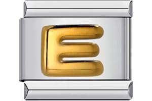 MON & SONS M&S A-Z Initial Letter Name Alphabet Gold Silver 9mm Italian Charm Compatible With Nomination Bracelet