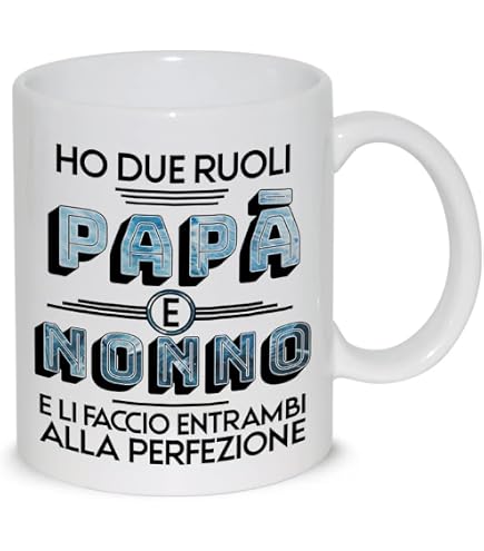 Tazza Regalo Per Nonno “L'Uomo Il Mito La Leggenda” – Ceramica Bianca 270 Ml, Idea Compleanno Natale Festa Del Papà, Prodotta In Italia