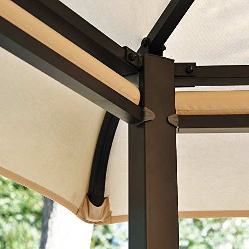 Outsunny® Pavillon Gartenpavillon Gartenzelt Partyzelt Festzelt Zelt 6-eckig, Metall+Polyester, Beige, 350x350x275cm - 6