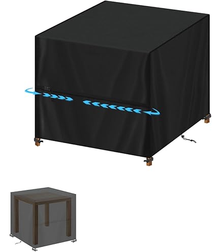 Housse de protection pour table ronde HAMBO - 200 x 200 x 80 cm - Gris