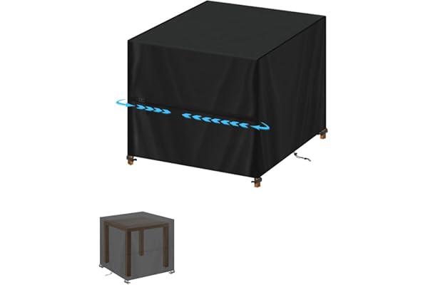SIMPHAUS Housse Table Basse de Jardin Bache Protection Table 80x80x80cm de Protection Exterieur Housses Salon de Jardin Exterieur Housse Brasero Carré 420D Oxford Tissu Imperméable