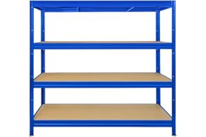 KARAT Étagère de Rangement pour Charges Lourdes pour Garage, Cave, Atelier - Étagère en Grille - Étagère d'angle - Étagère à pneus (Bleu, 200 x 150 x 60 cm)