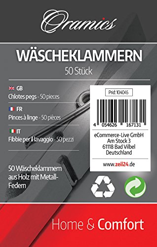 50x Wäscheklammern aus Holz Braun 7 cm Starke Federn für die alltägliche Wäsche Wäscheklammern aus Holz 50x, Starke Metall-Federn für die alltägliche Wäsche, Holz Wäscheklammern zum Basteln und Bemalen - 8