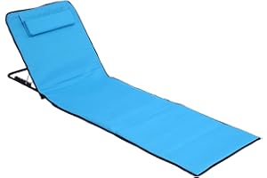 Mxshc Esterilla de playa, silla de playa, tumbona plegable con reposacabezas y respaldo, silla de camping, tumbona portátil para tomar el sol, playa, camping, jardín, piscina, 145 x 47 cm