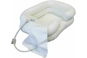 CURA FARMA Cura Active Easy Wash - Portable Head Wash Basin for Elderly and Bedridden Patients, Hair Wash in Bed with Inflatable Tub, 30 x 40 cm and Water Bag, Head Wash Basin for