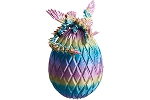 HOXSNII 3D Printed Dragon Egg Fidget Toy - Articulated Crystal Dragon With Egg - Flexible Figurine Decor for Home Office