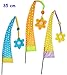 Produktbild 3 tlg. Set: KLEINE - Windfahnen / Balifahnen - bunte Punkte - mit Fahnenstange - Windrichtungsanzeige - aus Nylon / Flagge Windrichtungsanzeiger - für Außen - Bali Gartenfahne - Gebetsfahne Umbul Umbulfahne - Dekofahne - Asiafahne
