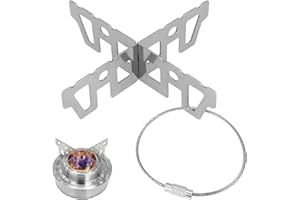 KBNIAN Soporte Estufa Alcohol para Camping Portatil Mini Soportes Cruzados de Alcohol de Acero Inoxidable con Cable Soporte Estufa de Gas Pequeña en Forma de Cruz para Camping Picnic - Plata