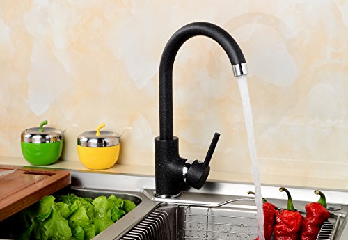 9821C Granit Qualitäts Einhand Mischbatterie Einhebel Armatur Schwarz NEU - 5