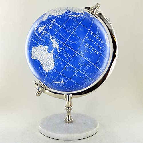 prezents. com Globe in Blu e Bianco 20,3 cm con Base in Marmo