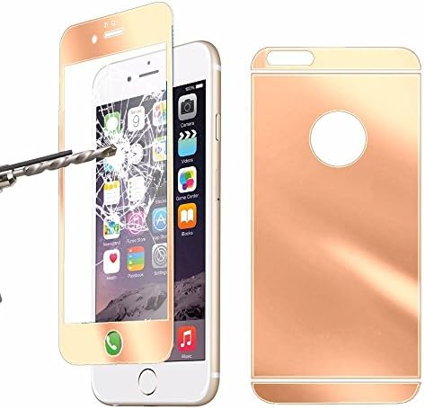 Luphac tempered glass screen protector mirror look iPhone 7 rose gold front + back
