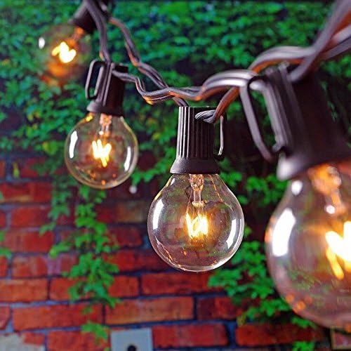 G40 String Lights, 7,6 Meters Gufee cord light with 25 warm white light bulb as decoration light and suitable for wedding, party, holiday, Christmas, Garden, Indoor and outdoor, etc.