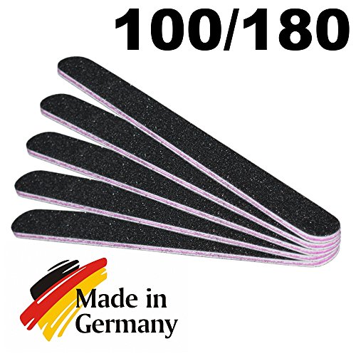 Profi Nagelfeile Schwarz 100/180 Kernfarbe pink/rot – 5er Pack - 2