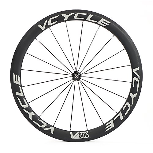 VCYCLE 700C Fibra de Carbono Carretera Bicicleta Ruedas 50mm Remachador 23mm Ancho 1700g Shimano o Sram 8/9/10/11 Velocidades