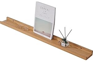 Gieanoo Półka pływająca, 80 cm, rustykalna półka z litego drewna dębowego, montowana na ścianie, półka na zdjęcia z półką grzejnika, półka ekspozycyjna do salonu, kuchni, sypialni