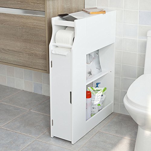 SoBuy® Badregal, Badezimmerschrank,Nischenregal, Standschrank, Seitenschrank, FRG52-W - 2