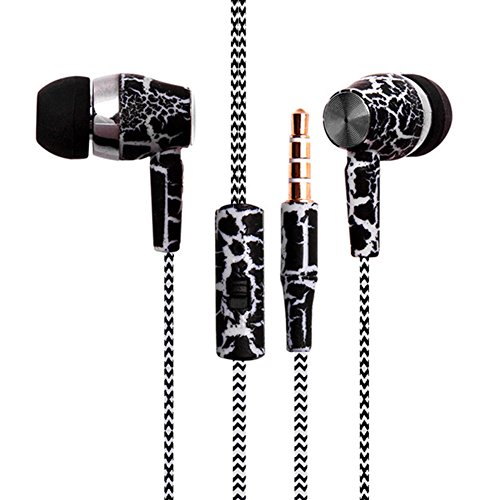 Preisvergleich Produktbild WSDF Geräuschisolierende In-Ear-Kopfhörer, modisches Rissschnur-Design, Stereo-Headset für Android iPhone, iPad, Samsung Smartphones und Tablets, Schwarz, Free Size