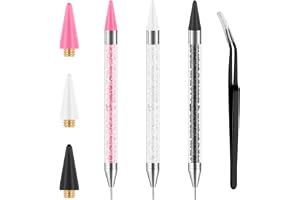 AYBUY 3 stycken strass plockare, dubbla prickpennor med 3 utbytbara vaxhuvuden och 1 pincett, nagel-strass-vaxpenna för nagelkonst, gör-det-själv-nageldesigner, strassplacering, ädelstenar