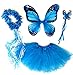 Produktbild Tante Tina - Schmetterling Kostüm für Mädchen - 4-teiliges Set - Feenflügel / Schmetterlingsflügel Verkleiden - Monarchfalter Blau