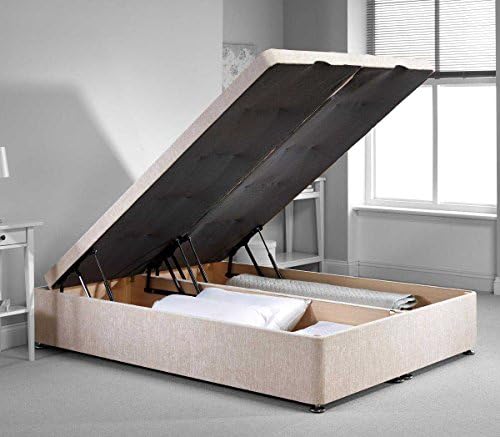 Luxan Richworth Ottoman Divan Bed Frame - Cream Chenille Fabric - King - 5ft