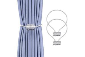 Ynudr Magnetic Curtain Ties 2Pack, Curtain Ties backs, Gray Tie Backs for Curtains and Woven Cord Curtain Holdbacks Decoration, Suitable for Thin or Thick Home and Office Curtains