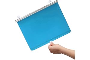 SUWOOY Persianas Enrollables con Ventosas,Estor Enrollable Opaco con Protección Solar para Ventanas,Cortinas Enrollables Parasol Retráctiles,Cortinas con Aislamiento Térmico,Blue-68×125cm(26.8 * 49.2in)