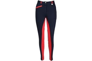 AVON EQUINE Enfants Riding Jodhpurs GARÇON/Fillette Souple Extensible JODS JODPHURS Bleu Marine avec Red DE Discount Animaux Accessoires