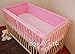 NURSERY BUMPER 420 cm LONG ALL ROUND BUMPER TO FIT BABY COT BED (GINGHAM PINK)