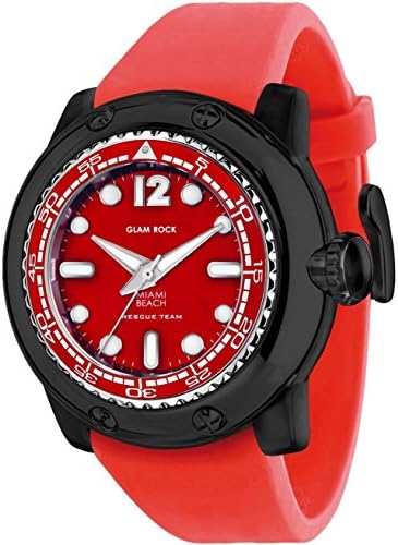 Glam Rock Men's Miami Beach 50mm Red Silicone Band Quartz Analog Watch GR20027
